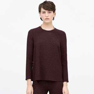 Zara Jacquard Red Blue Babydoll Top